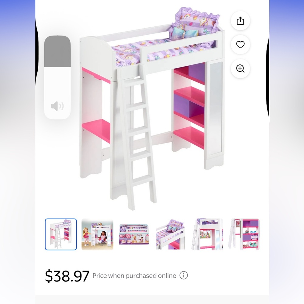 My Life As Loft Bed Play Set for 18” Doll - White